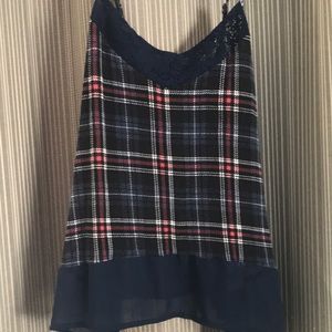 Blue and red plaid tank top (juniors)